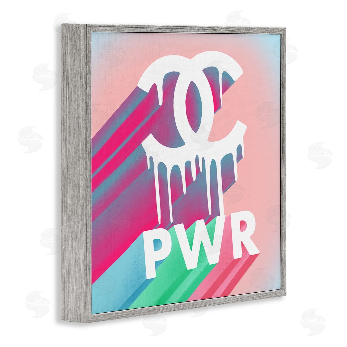 Paint Drip Fashion PWR Grey Frame Print Wall Art, Home Decor by Ziwei Li
