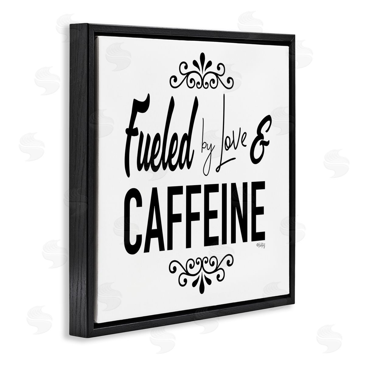 Fueled by Love and Caffiene Black Floating Frame Canvas Wall Art, Home Decor by Hollihocks Art