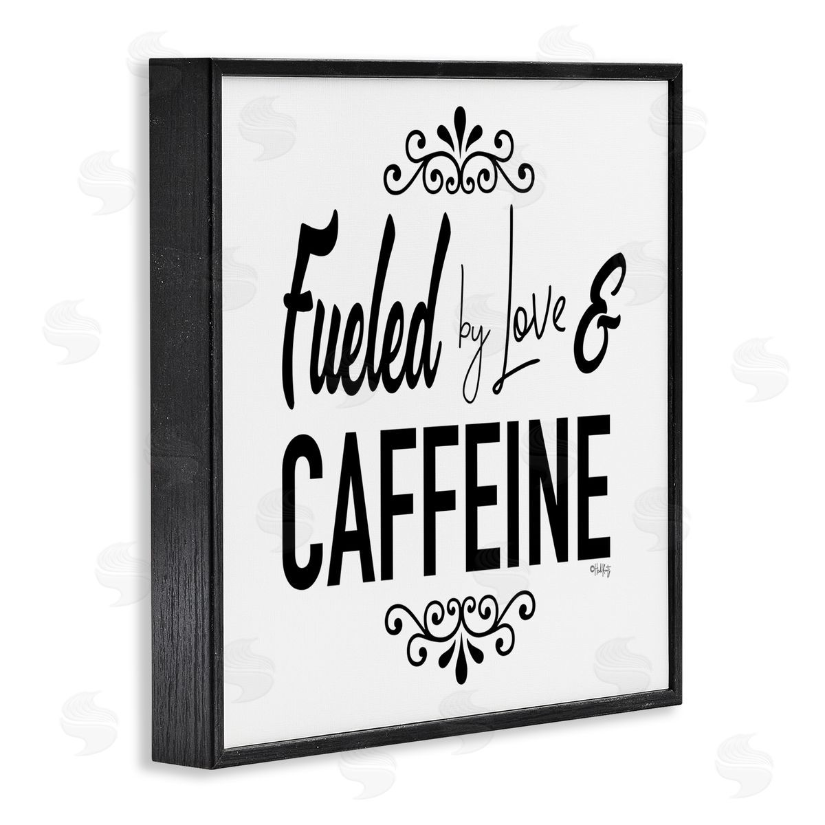 Fueled by Love and Caffiene Black Frame Print Wall Art, Home Decor by Hollihocks Art