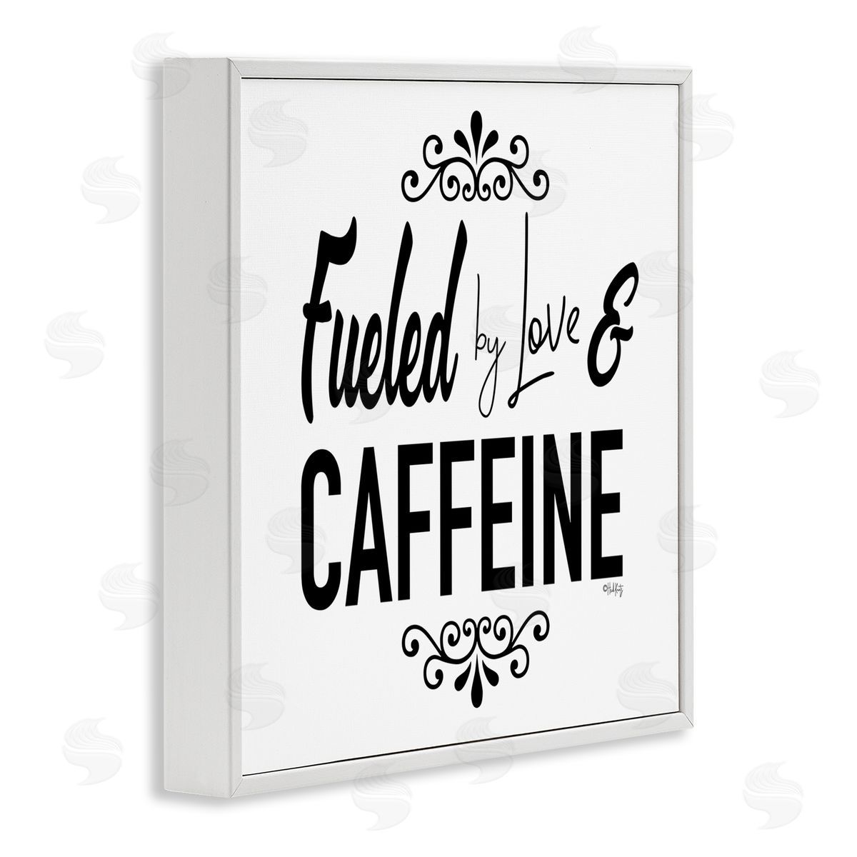 Fueled by Love and Caffiene White Frame Print Wall Art, Home Decor by Hollihocks Art
