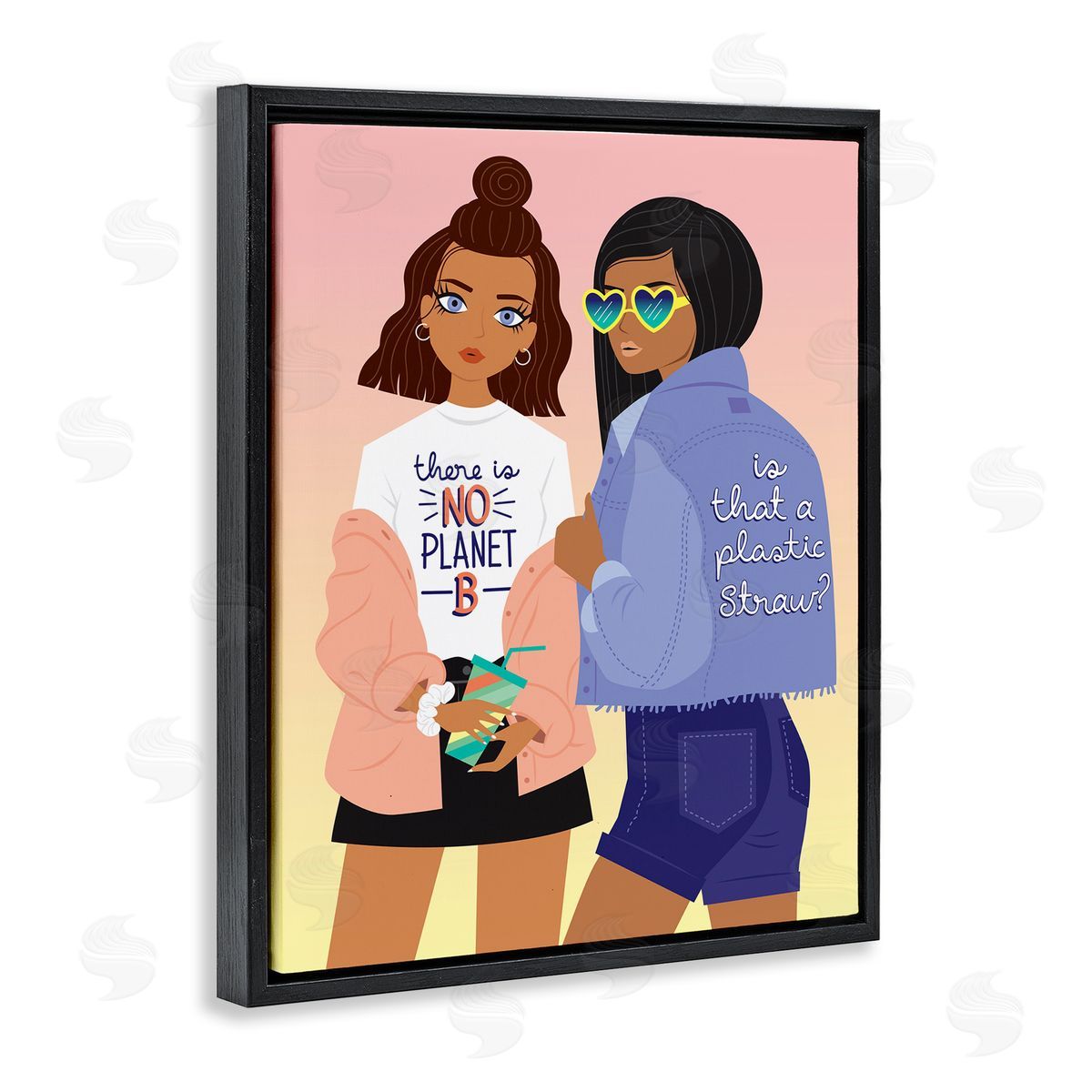 No Planet B Fashion Black Floating Frame Canvas Wall Art, Home Decor by Ilis Aviles