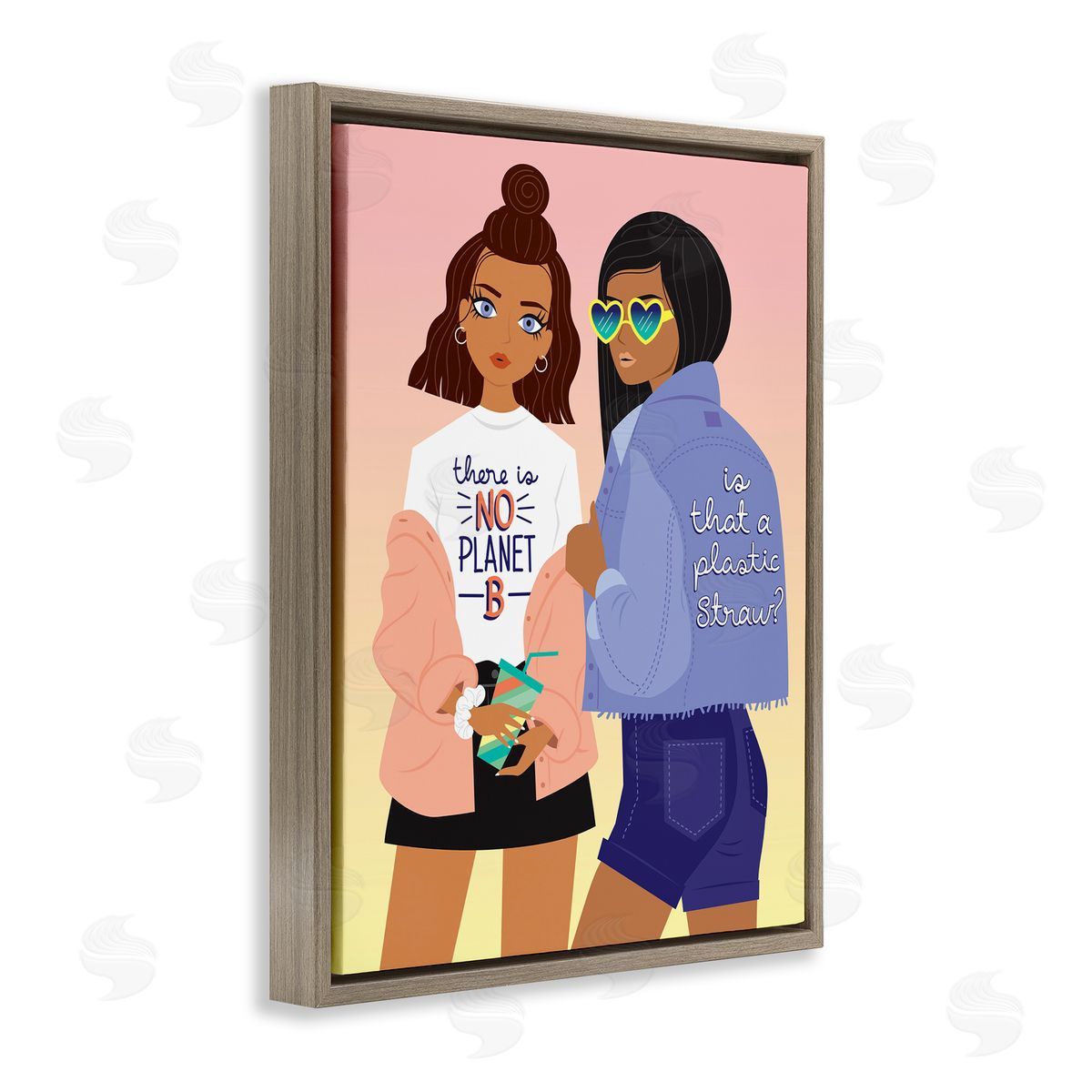 No Planet B Fashion Brown Floating Frame Canvas Wall Art, Home Decor by Ilis Aviles