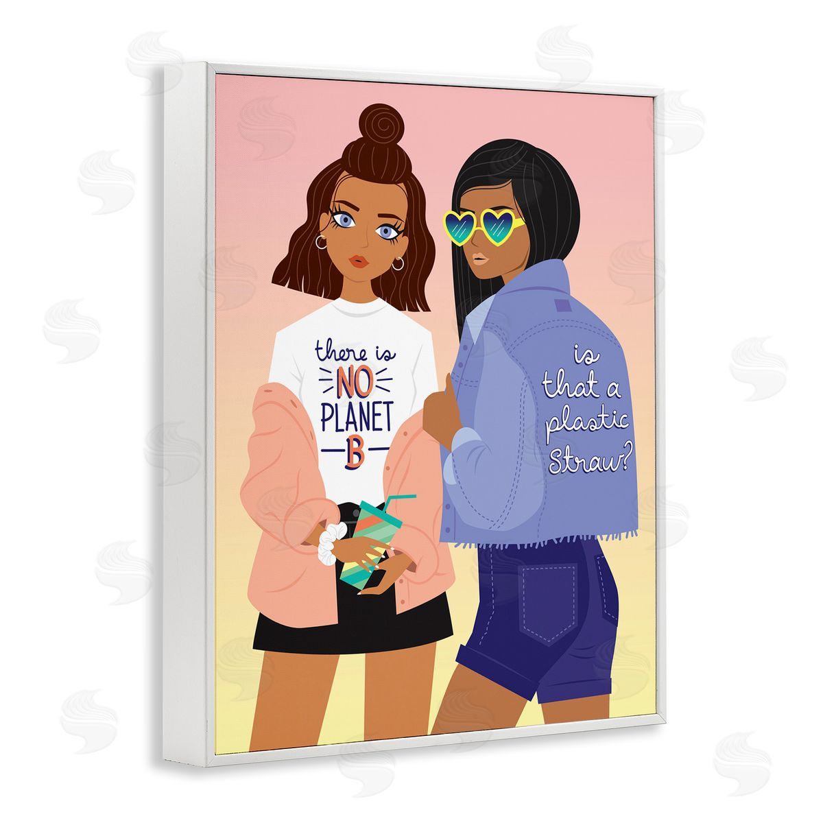 No Planet B Fashion White Frame Print Wall Art, Home Decor by Ilis Aviles