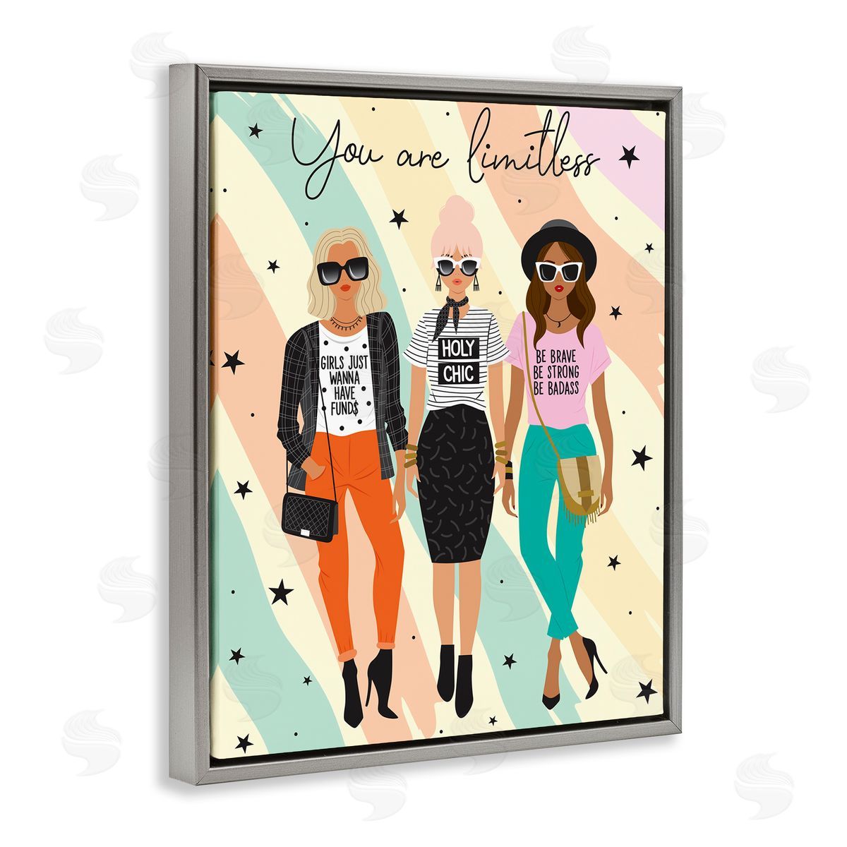 You Are Limitless Fashionistas Grey Floating Frame Canvas Wall Art, Home Decor by Ilis Aviles
