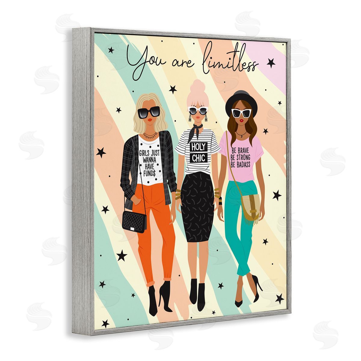 You Are Limitless Fashionistas Grey Frame Print Wall Art, Home Decor by Ilis Aviles