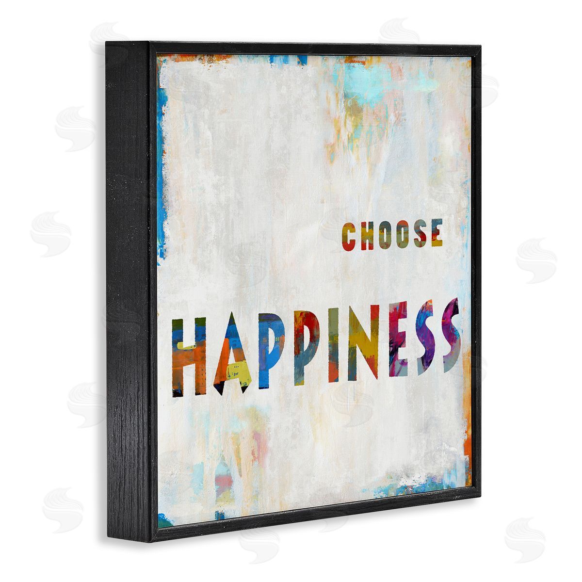 Colorful Choose Happiness Phrase Black Frame Print Wall Art, Home Decor by Jamie MacDowell