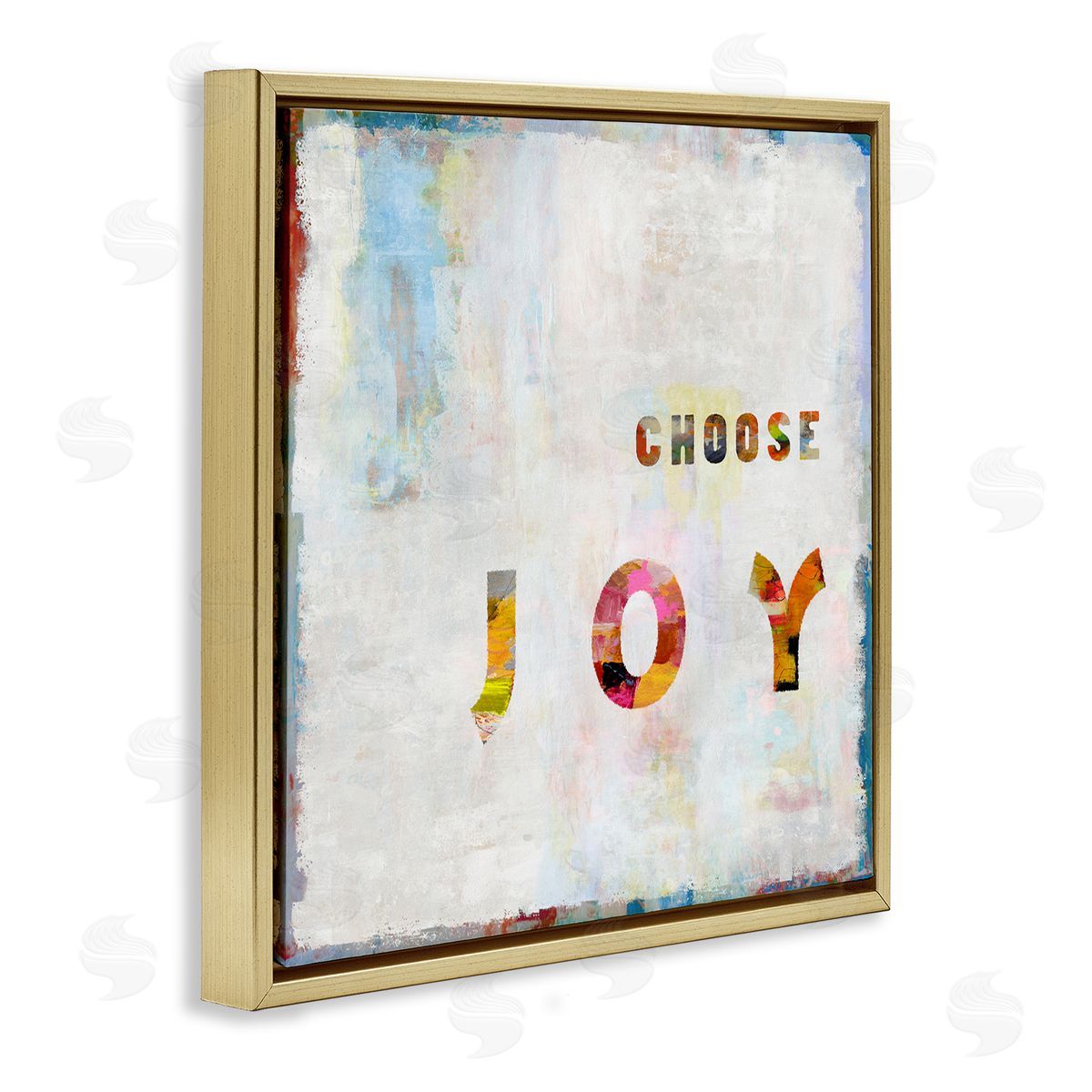 Colorful Choose Joy Phrase Gold Floating Frame Canvas Wall Art, Home Decor by Jamie MacDowell