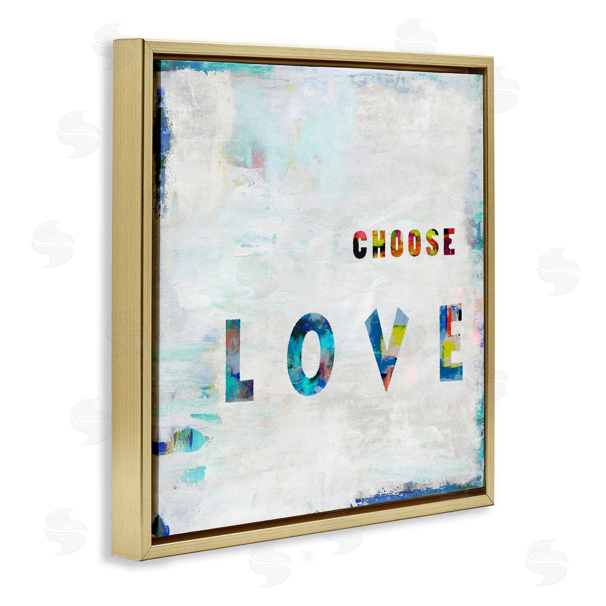Colorful Choose Love Phrase Gold Floating Frame Canvas Wall Art, Home Decor by Jamie MacDowell