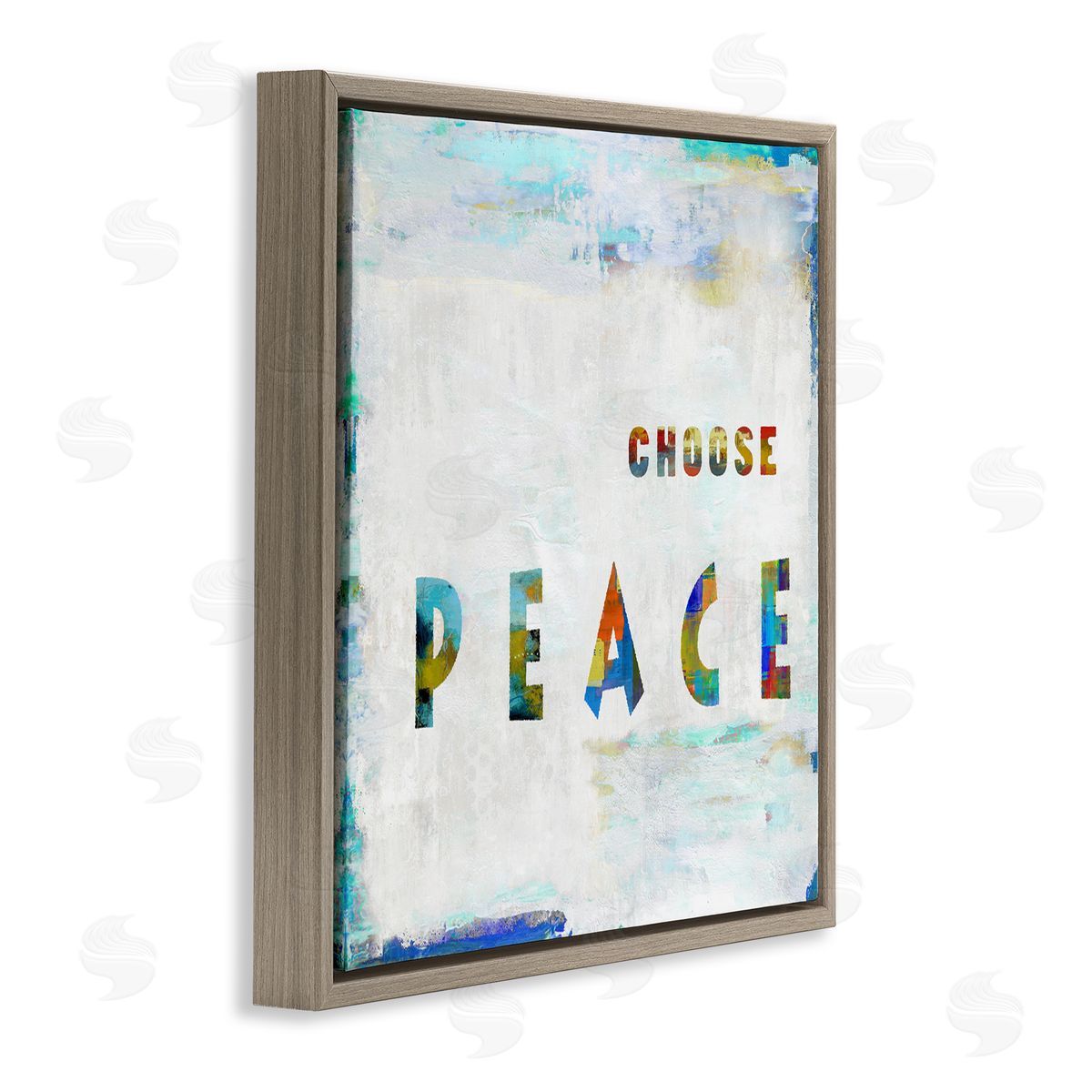 Colorful Choose Peach Phrase Brown Floating Frame Canvas Wall Art, Home Decor by Jamie MacDowell