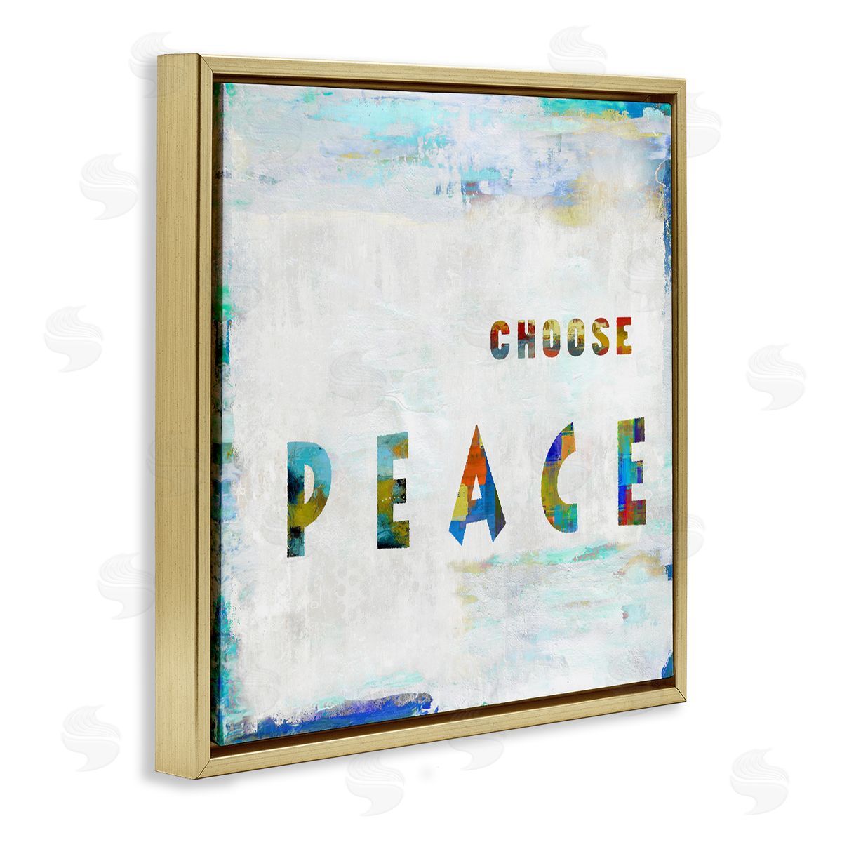 Colorful Choose Peach Phrase Gold Floating Frame Canvas Wall Art, Home Decor by Jamie MacDowell