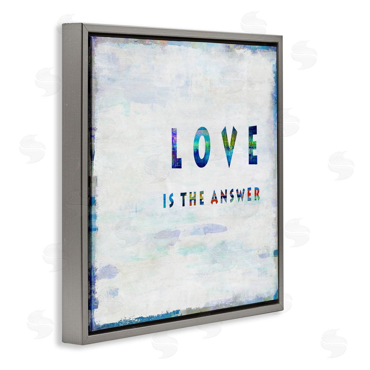 Colorful Love is the Answer Grey Floating Frame Canvas Wall Art, Home Decor by Jamie MacDowell