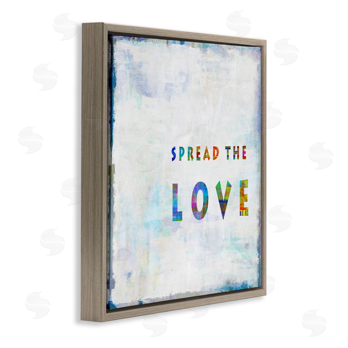 Colorful Spread the Love Brown Floating Frame Canvas Wall Art, Home Decor by Jamie MacDowell
