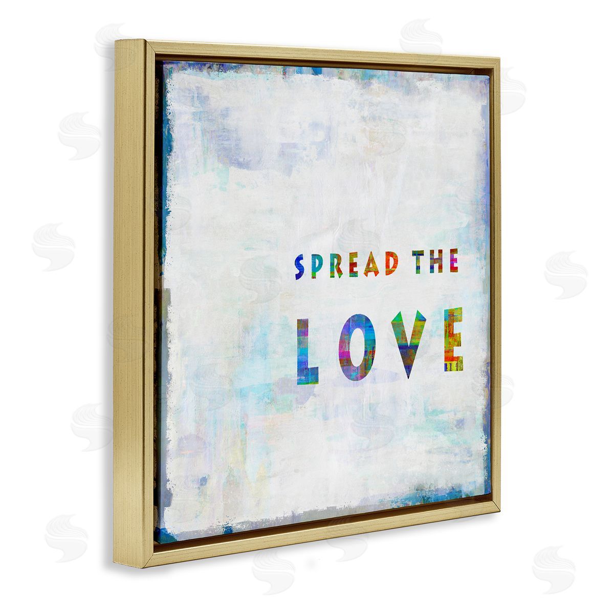Colorful Spread the Love Gold Floating Frame Canvas Wall Art, Home Decor by Jamie MacDowell