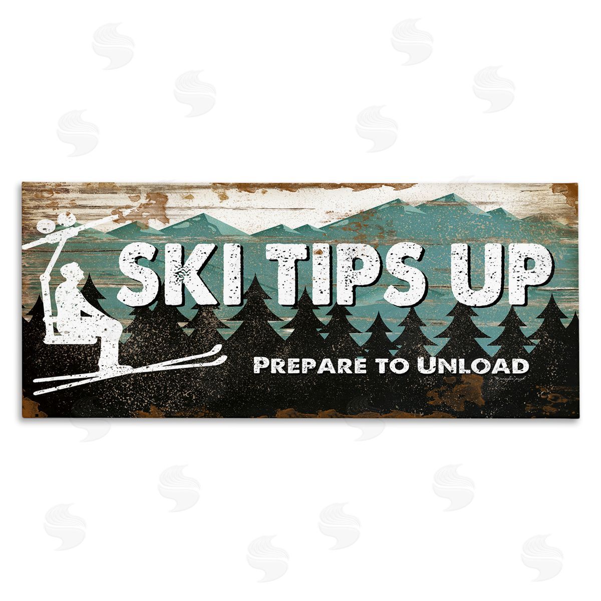 Rustic Ski Tips Up Canvas Wall Art, Home Decor by Jennifer Pugh