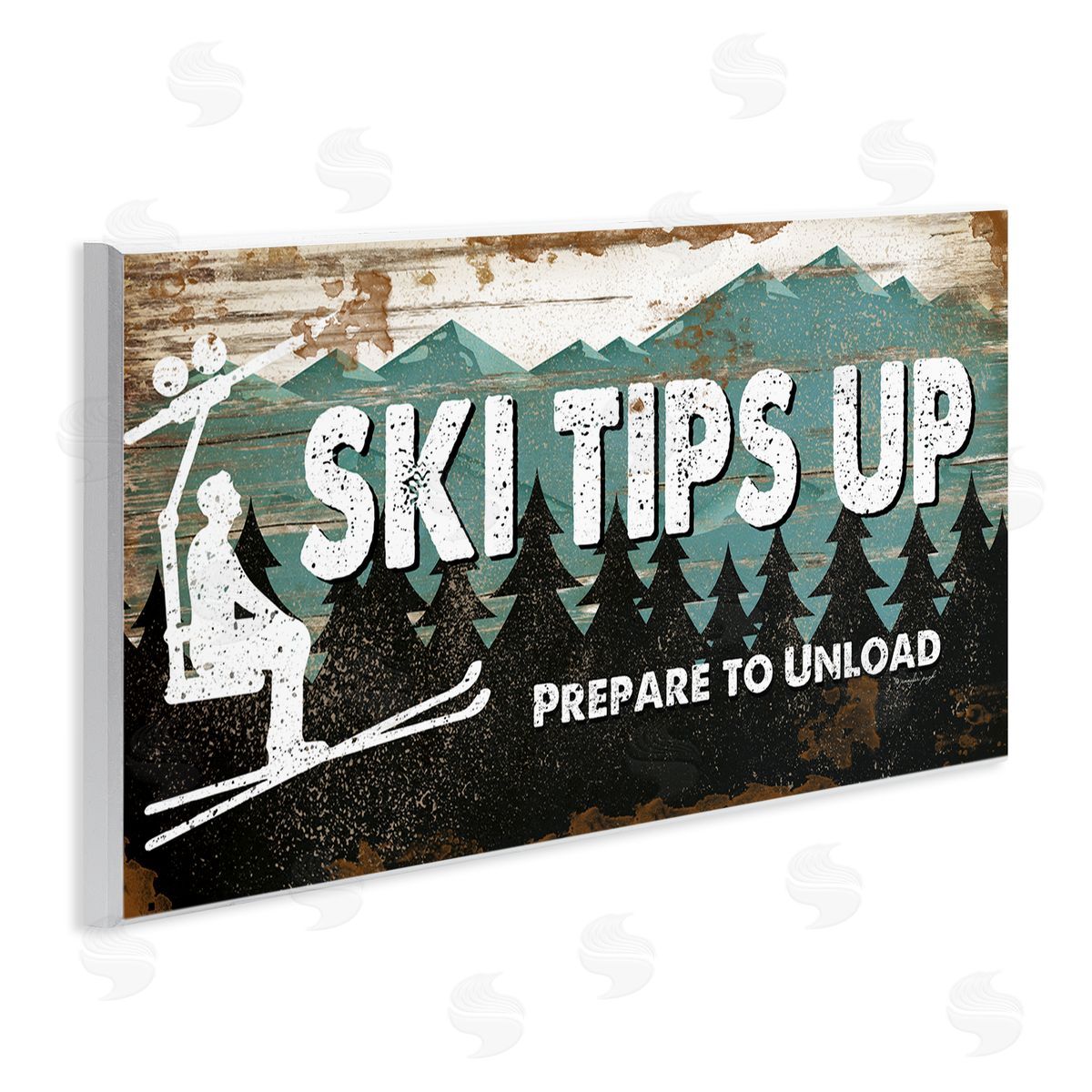 Rustic Ski Tips Up Wood Plaque Wall Art, Home Decor by Jennifer Pugh