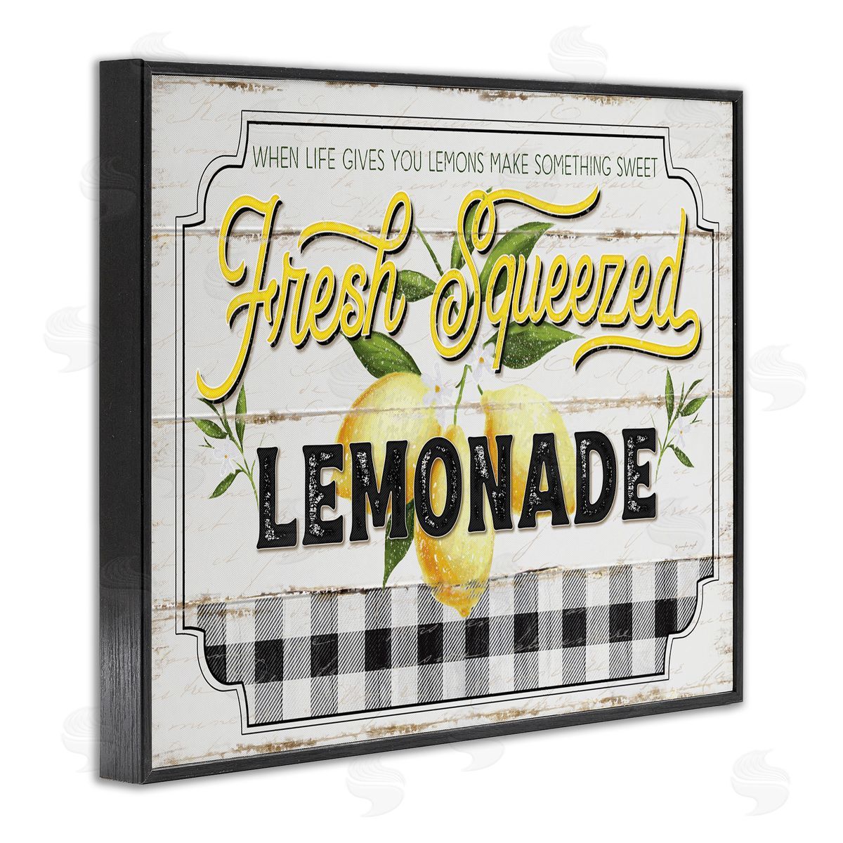 Rustic Fresh Squeezed Lemonade Black Frame Print Wall Art, Home Decor by Jennifer Pugh