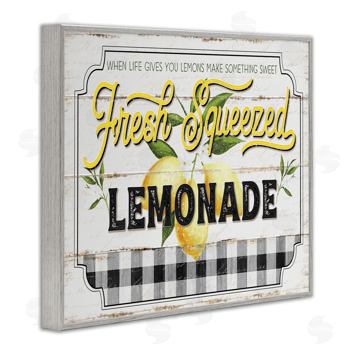 Rustic Fresh Squeezed Lemonade Grey Frame Print Wall Art, Home Decor by Jennifer Pugh