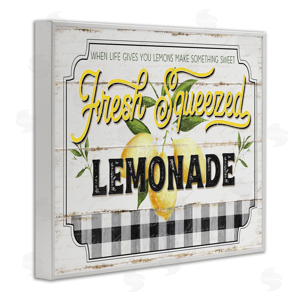 Rustic Fresh Squeezed Lemonade White Frame Print Wall Art, Home Decor by Jennifer Pugh