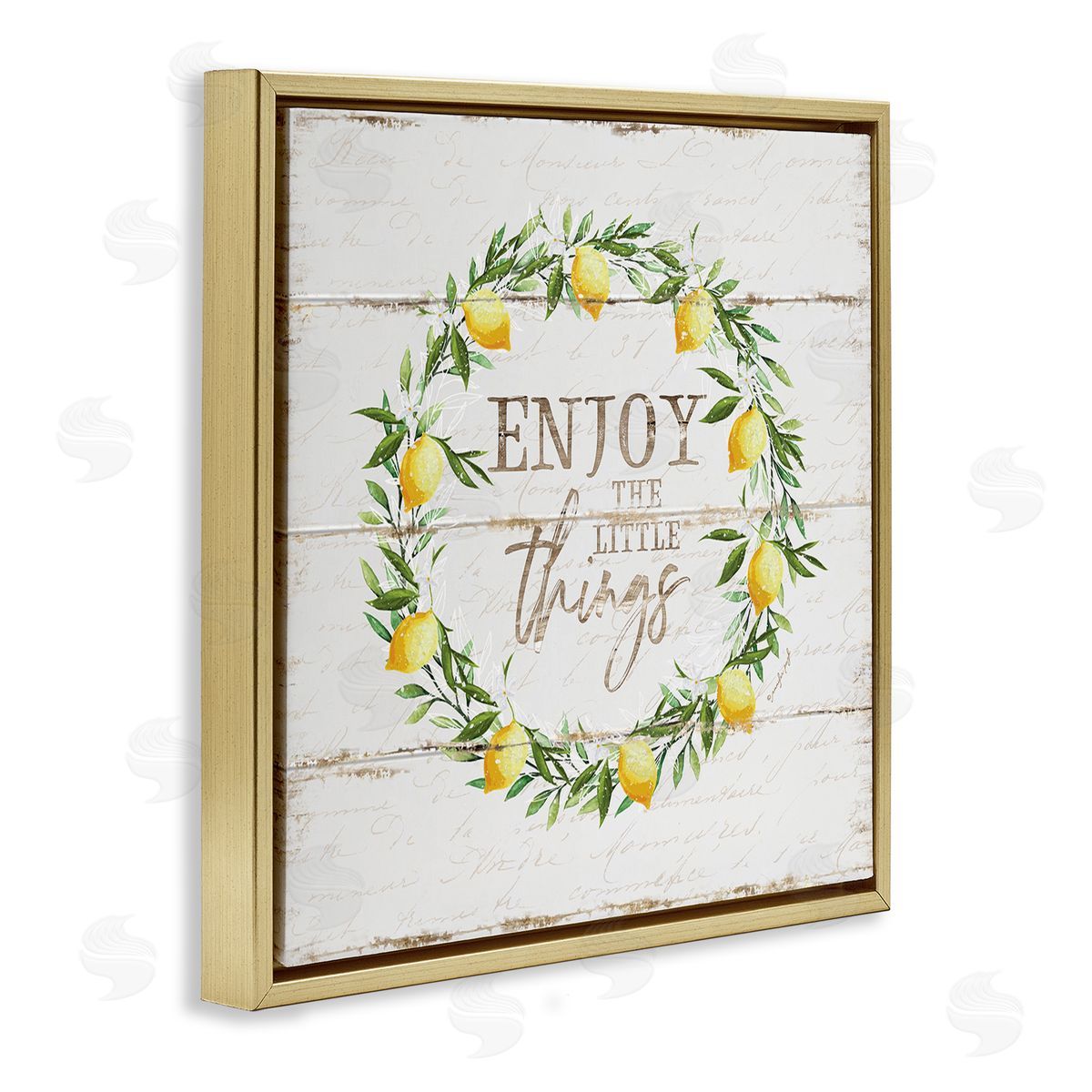 Enjoy the Little Things Lemons Gold Floating Frame Canvas Wall Art, Home Decor by Jennifer Pugh