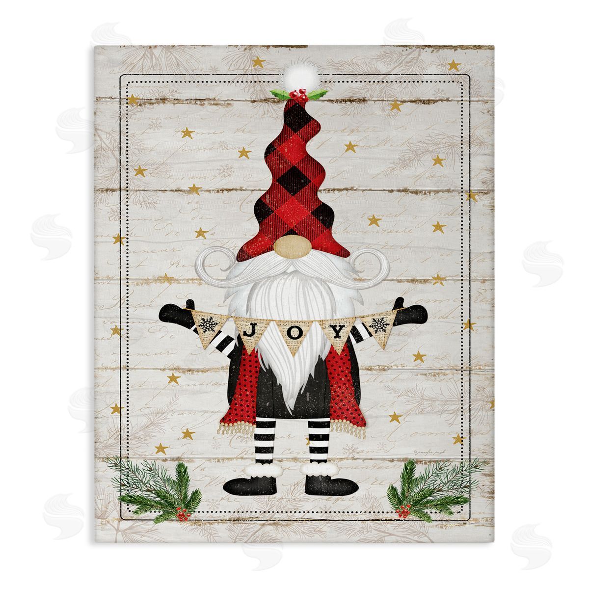 Joy Sentiment Winter Gnome Canvas Wall Art, Home Decor by Jennifer Pugh