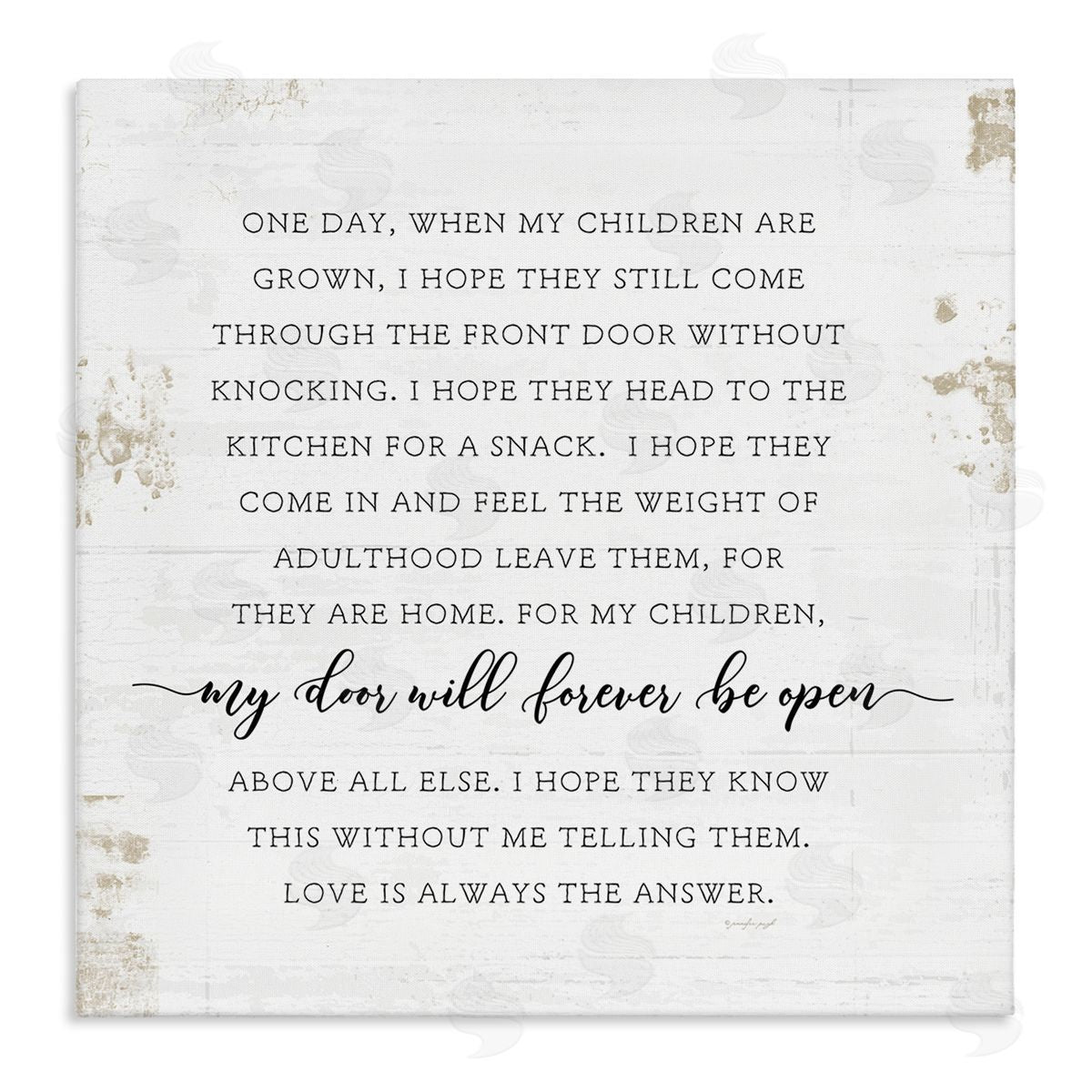 My Door Forever Open Parenting Canvas Wall Art, Home Decor by Jennifer Pugh