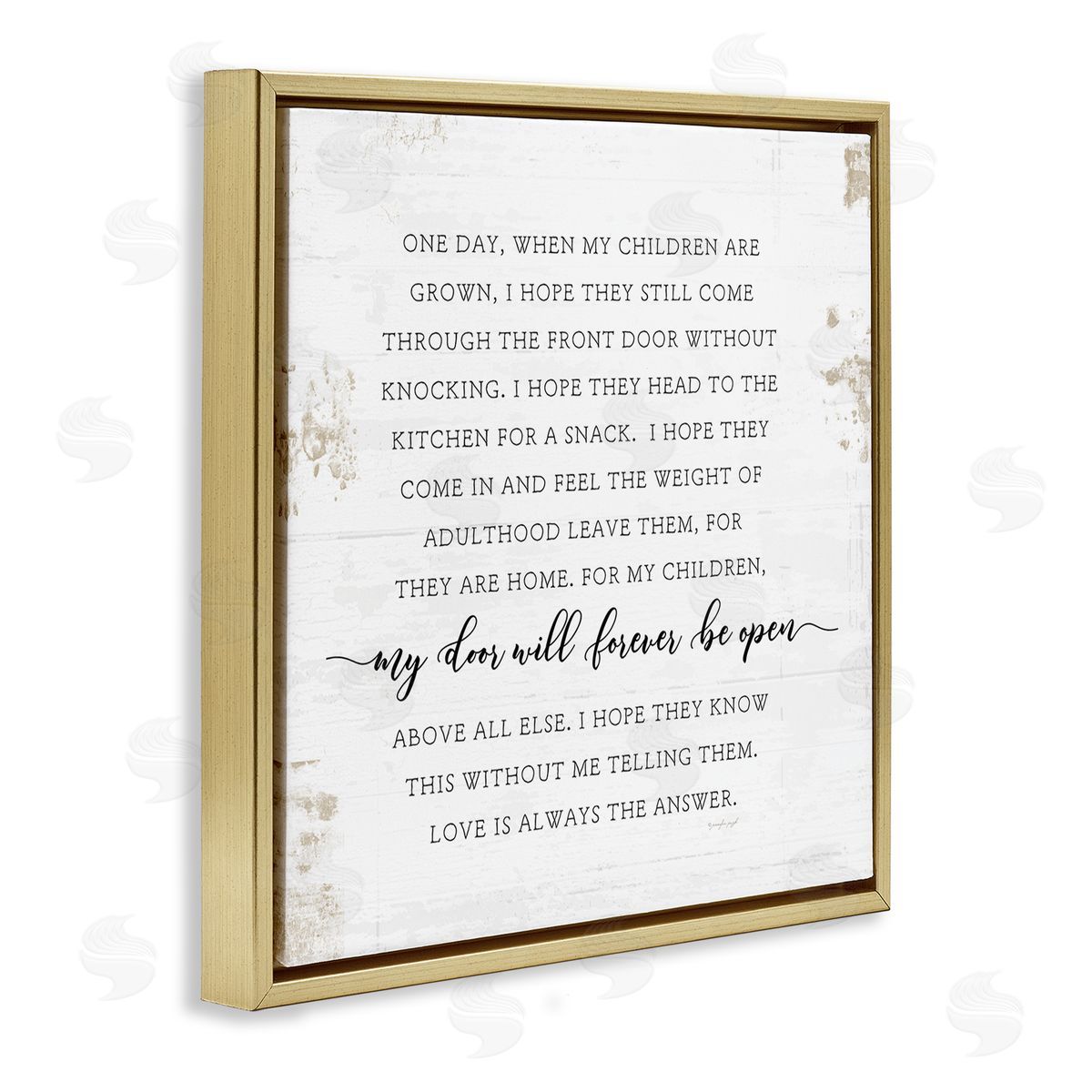 My Door Forever Open Parenting Gold Floating Frame Canvas Wall Art, Home Decor by Jennifer Pugh
