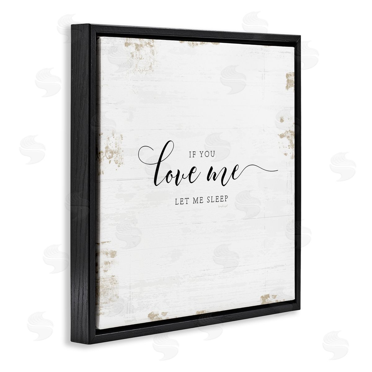 Love Me Let Me Sleep Black Floating Frame Canvas Wall Art, Home Decor by Jennifer Pugh