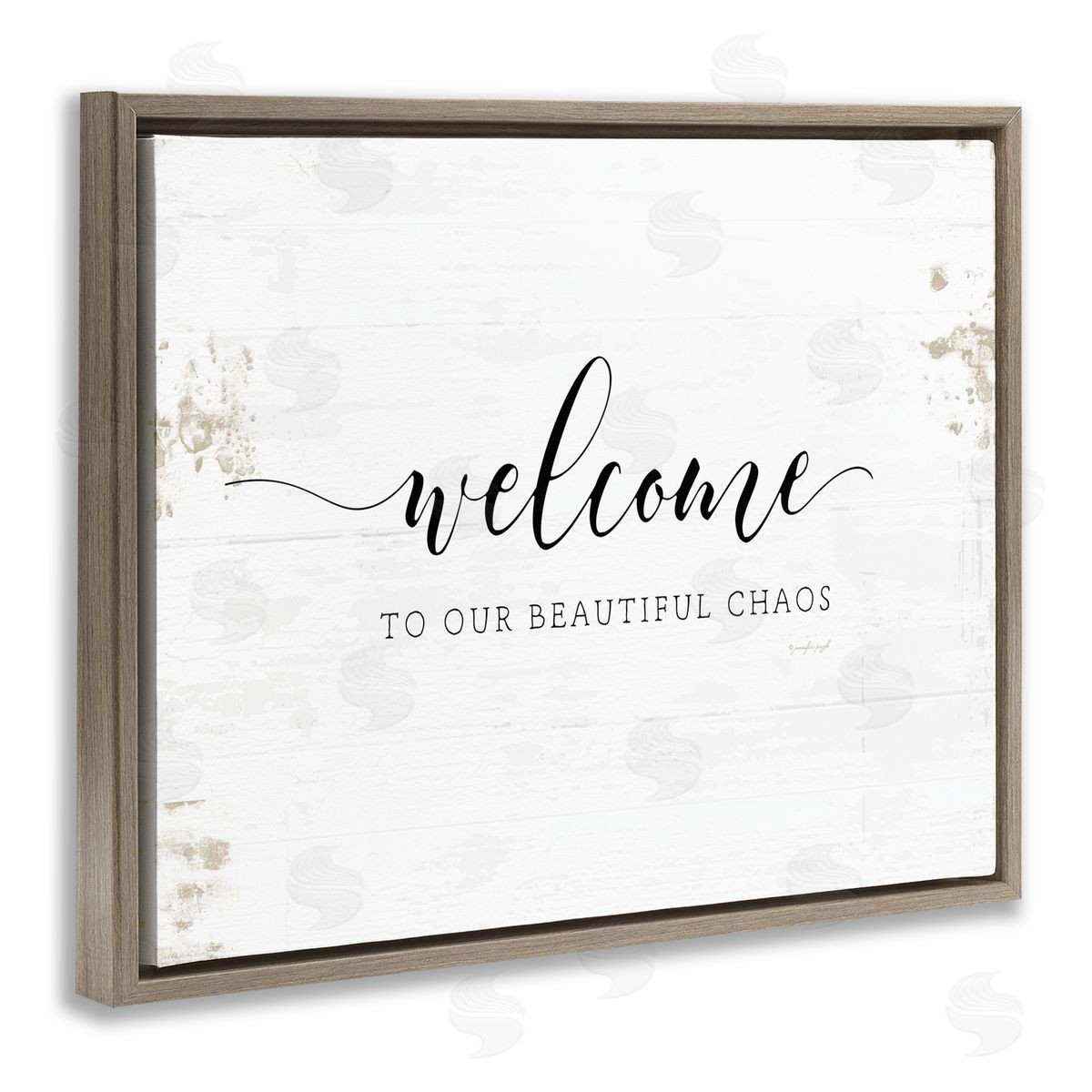 Welcome to Our Beautiful Chaos Brown Floating Frame Canvas Wall Art, Home Decor by Jennifer Pugh