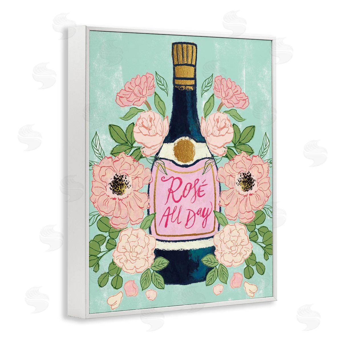 Rose All Day Pink Florals White Frame Print Wall Art, Home Decor by Joy Ting