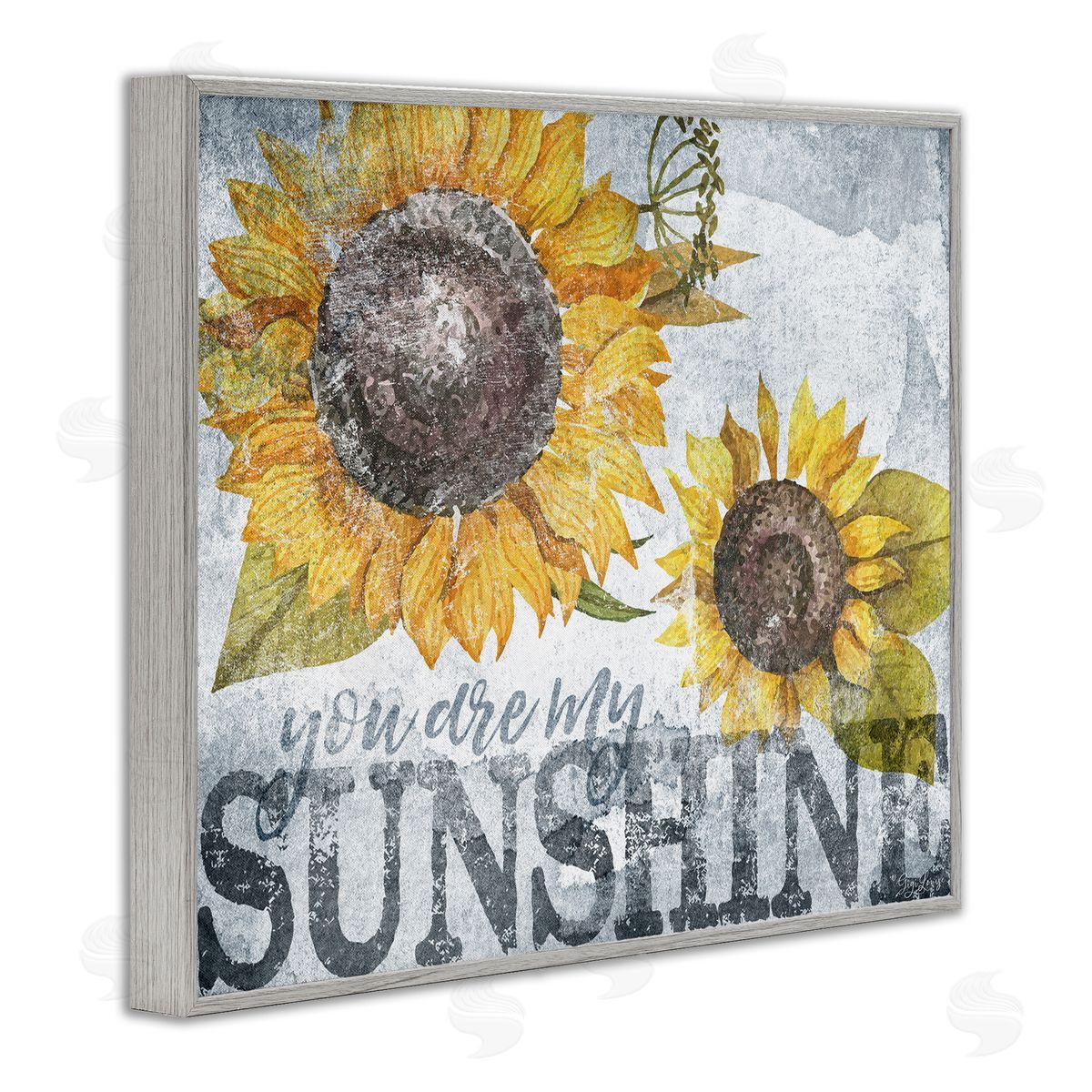 You Are My Sunshine Sunflowers Grey Frame Print Wall Art, Home Decor by Gigi Louise