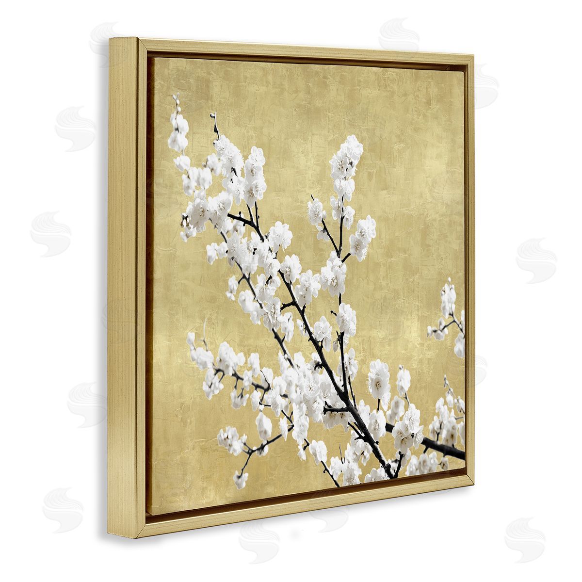 Cherry Blossom Branches Gold Floating Frame Canvas Wall Art, Home Decor by Kate Bennett