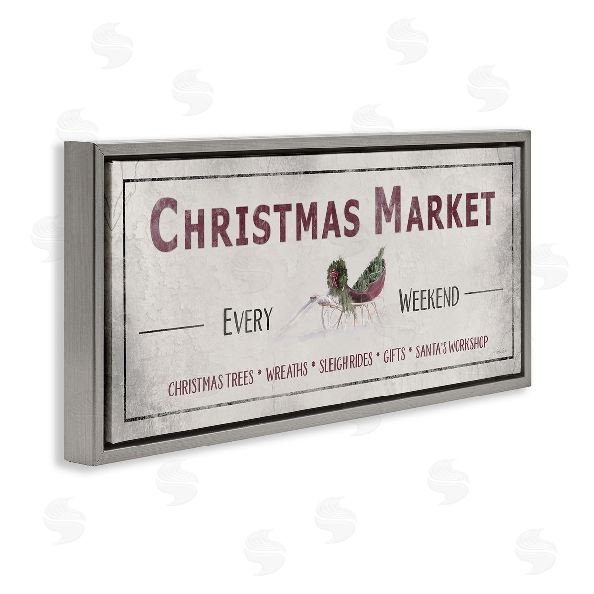 Christmas Market Every Weekend Grey Floating Frame Canvas Wall Art, Home Decor by Lori Deiter