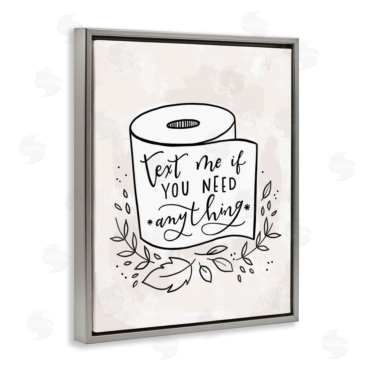 Text Me if You Need Toilet Paper Grey Floating Frame Canvas Wall Art, Home Decor by Loni Harris