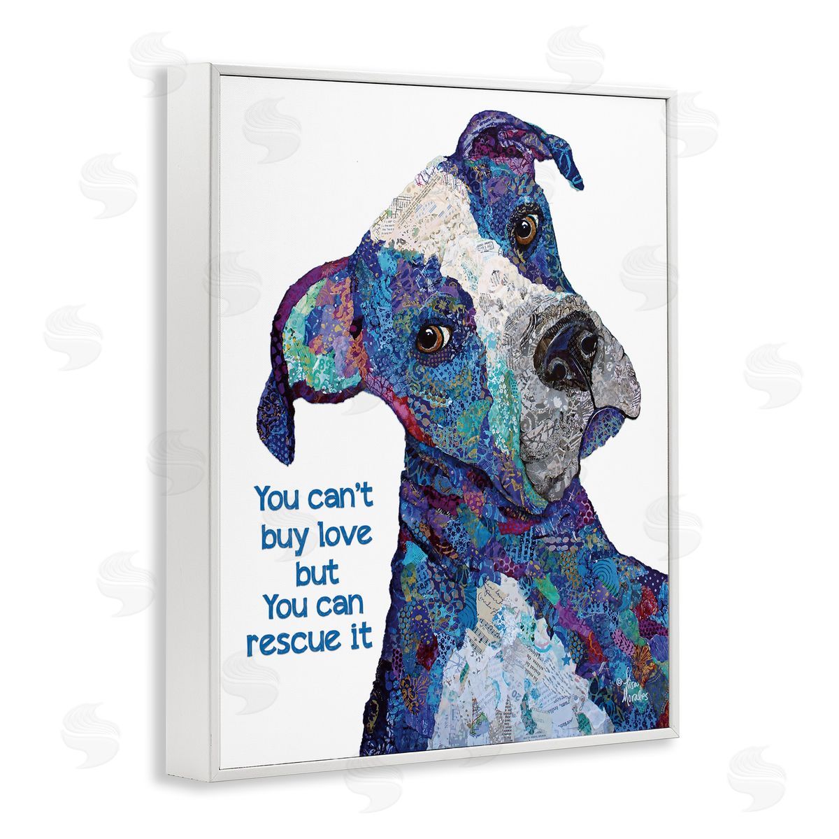 You Can Rescue Love Dog White Frame Print Wall Art, Home Decor by Lisa Morales