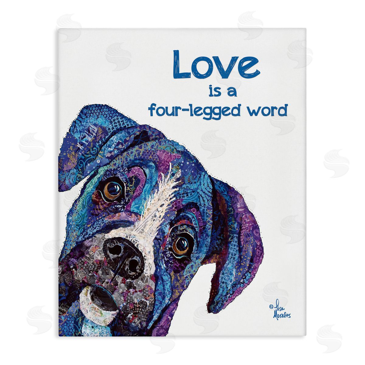 Love is a Four-Legged Word Canvas Wall Art, Home Decor by Lisa Morales