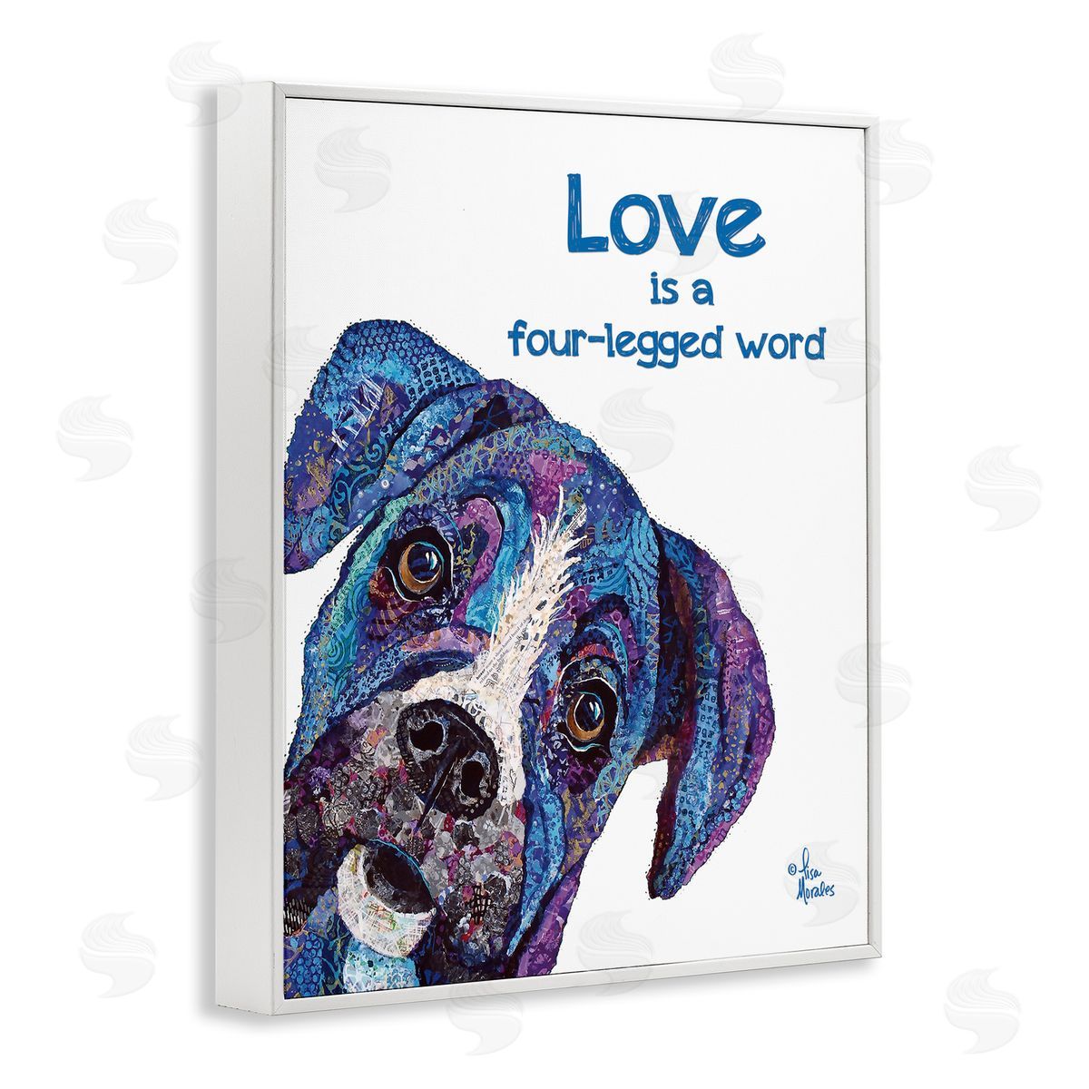 Love is a Four-Legged Word White Frame Print Wall Art, Home Decor by Lisa Morales