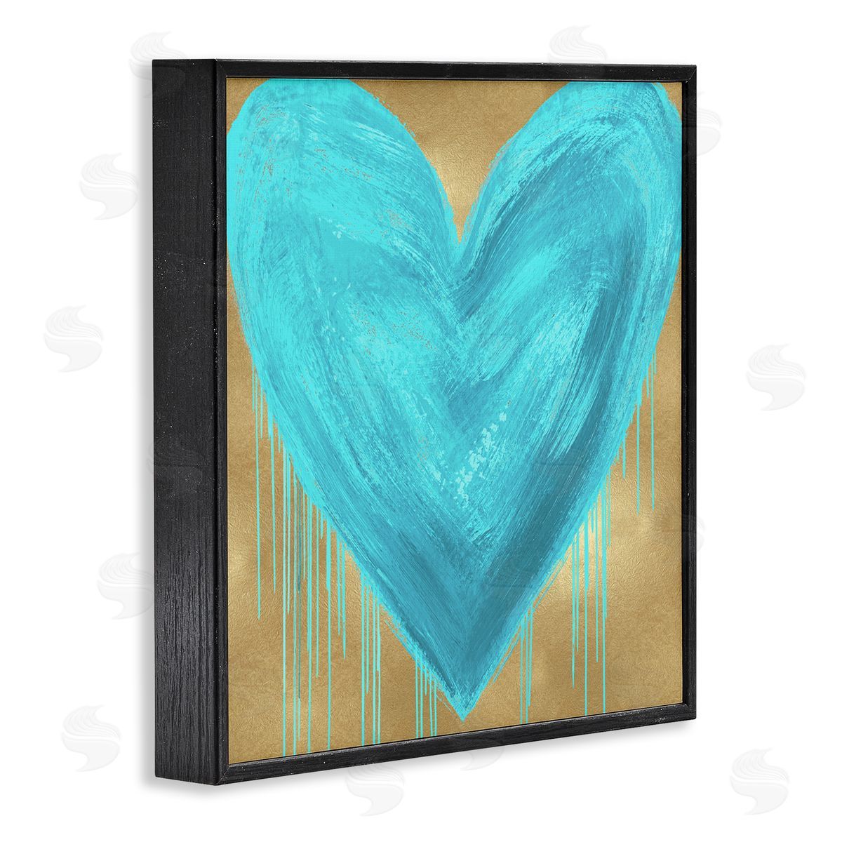Blue Heart over Tan Black Frame Print Wall Art, Home Decor by Lindsay Rodgers