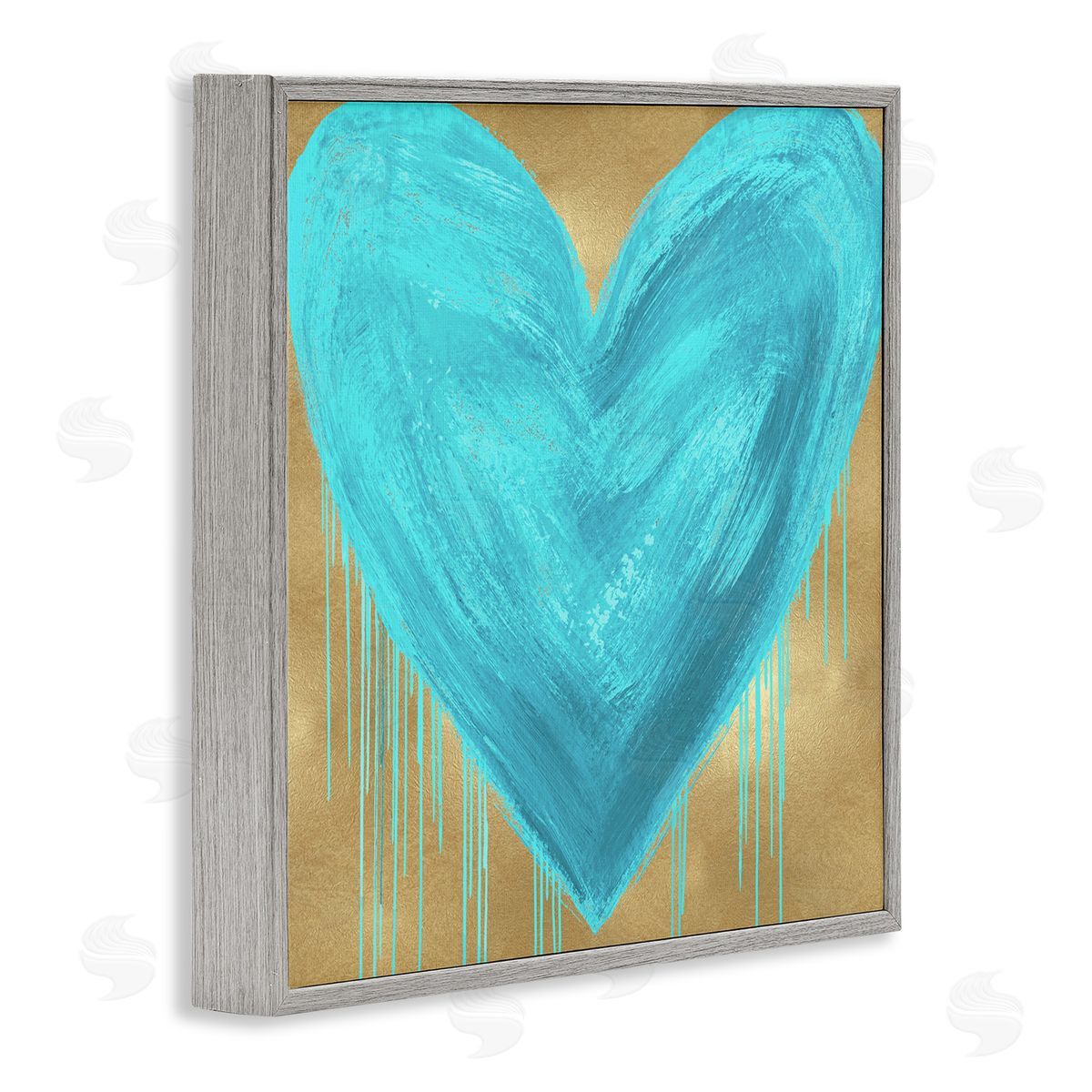 Blue Heart over Tan Grey Frame Print Wall Art, Home Decor by Lindsay Rodgers