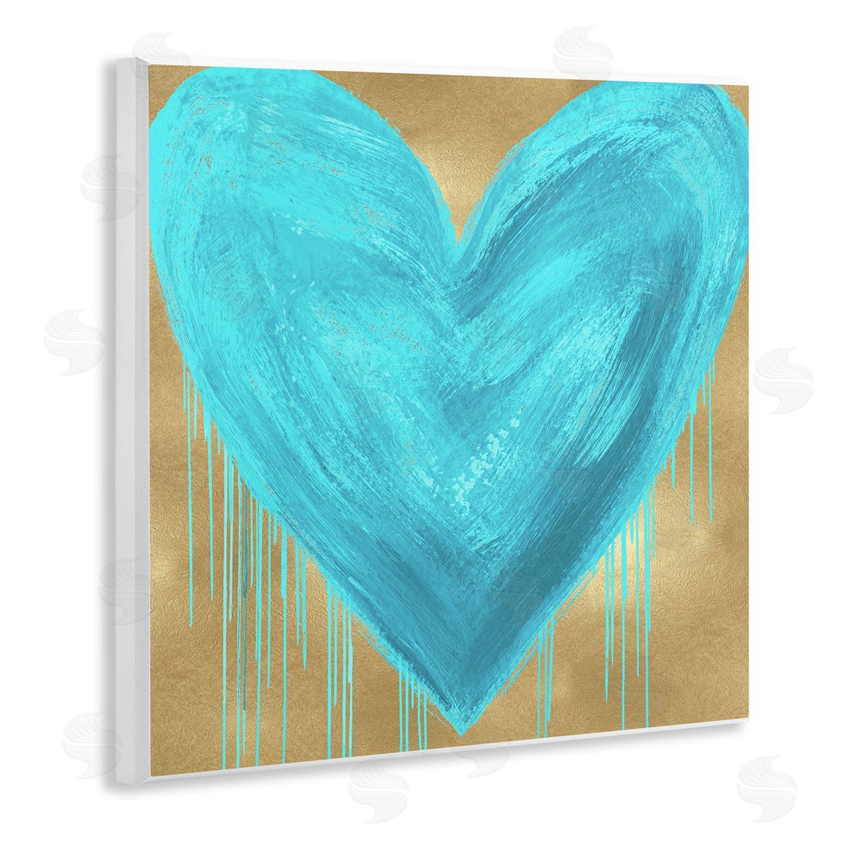 Blue Heart over Tan Wood Plaque Wall Art, Home Decor by Lindsay Rodgers