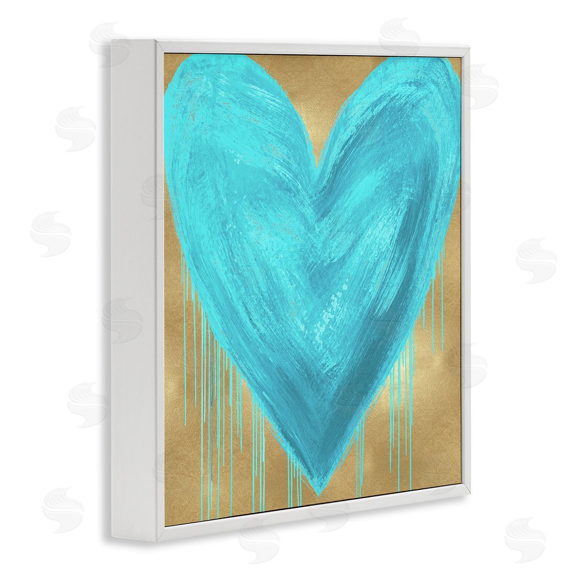 Blue Heart over Tan White Frame Print Wall Art, Home Decor by Lindsay Rodgers