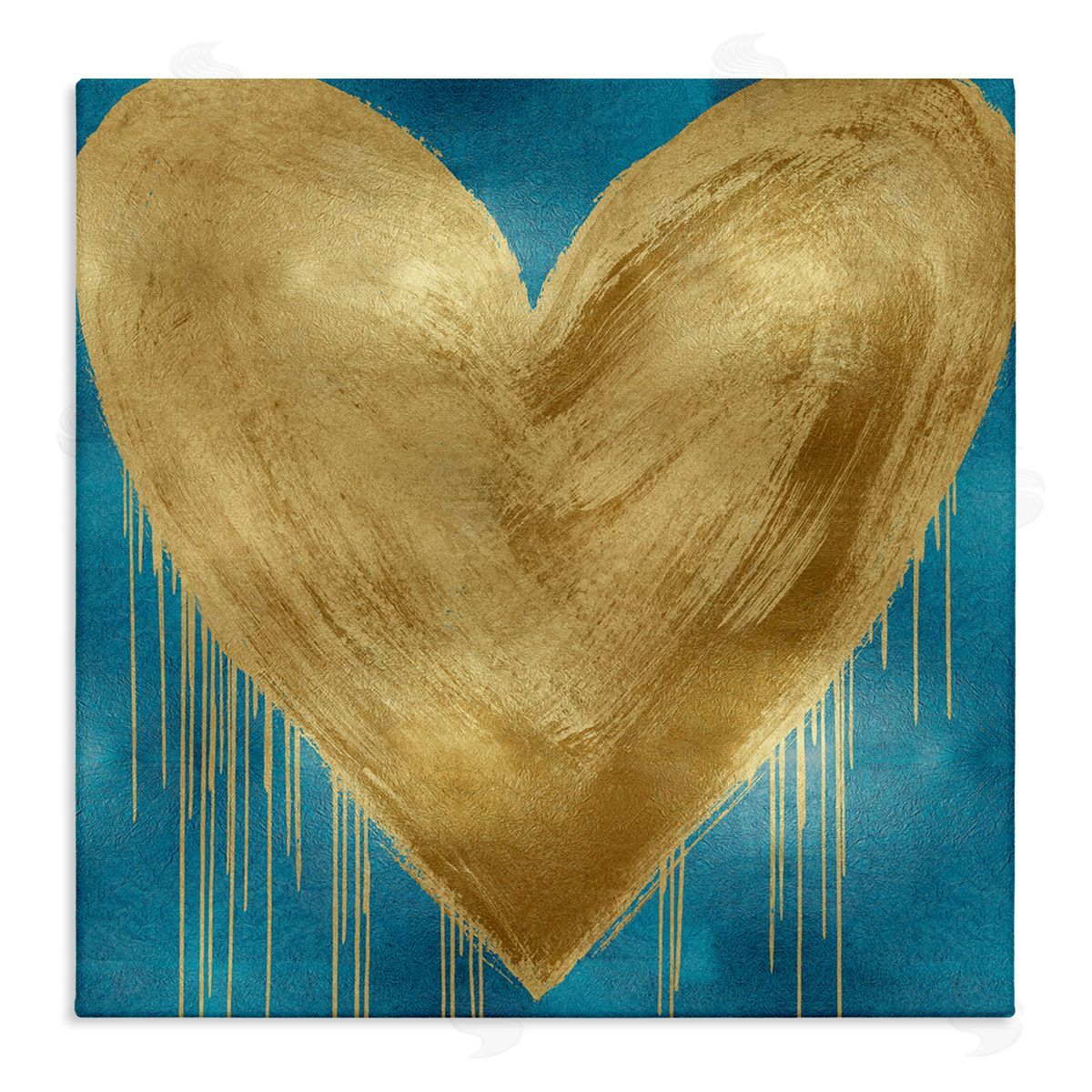 Bronze Heart over Blue Canvas Wall Art, Home Decor by Lindsay Rodgers