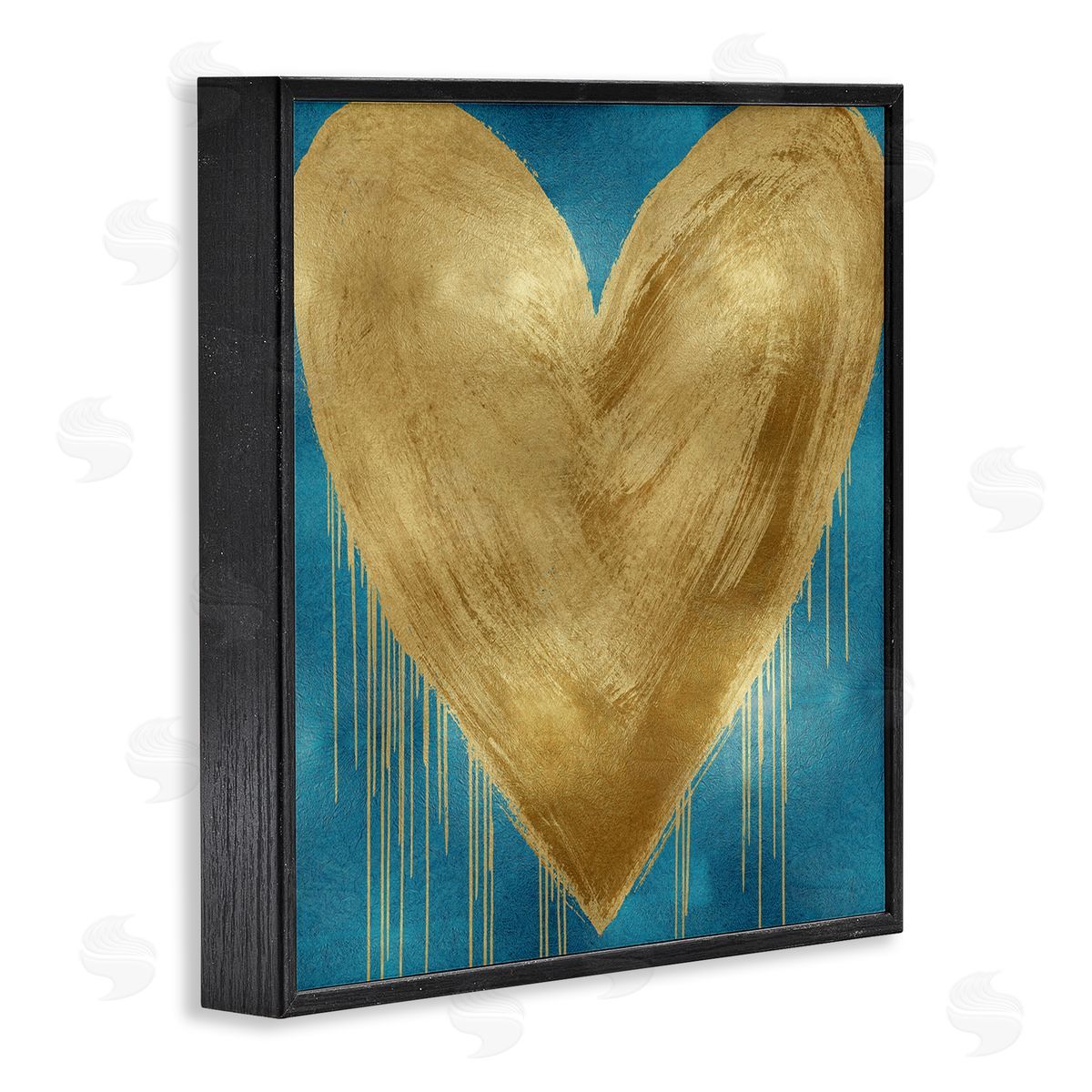 Bronze Heart over Blue Black Frame Print Wall Art, Home Decor by Lindsay Rodgers
