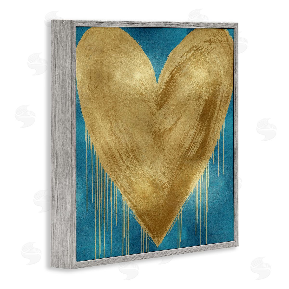 Bronze Heart over Blue Grey Frame Print Wall Art, Home Decor by Lindsay Rodgers
