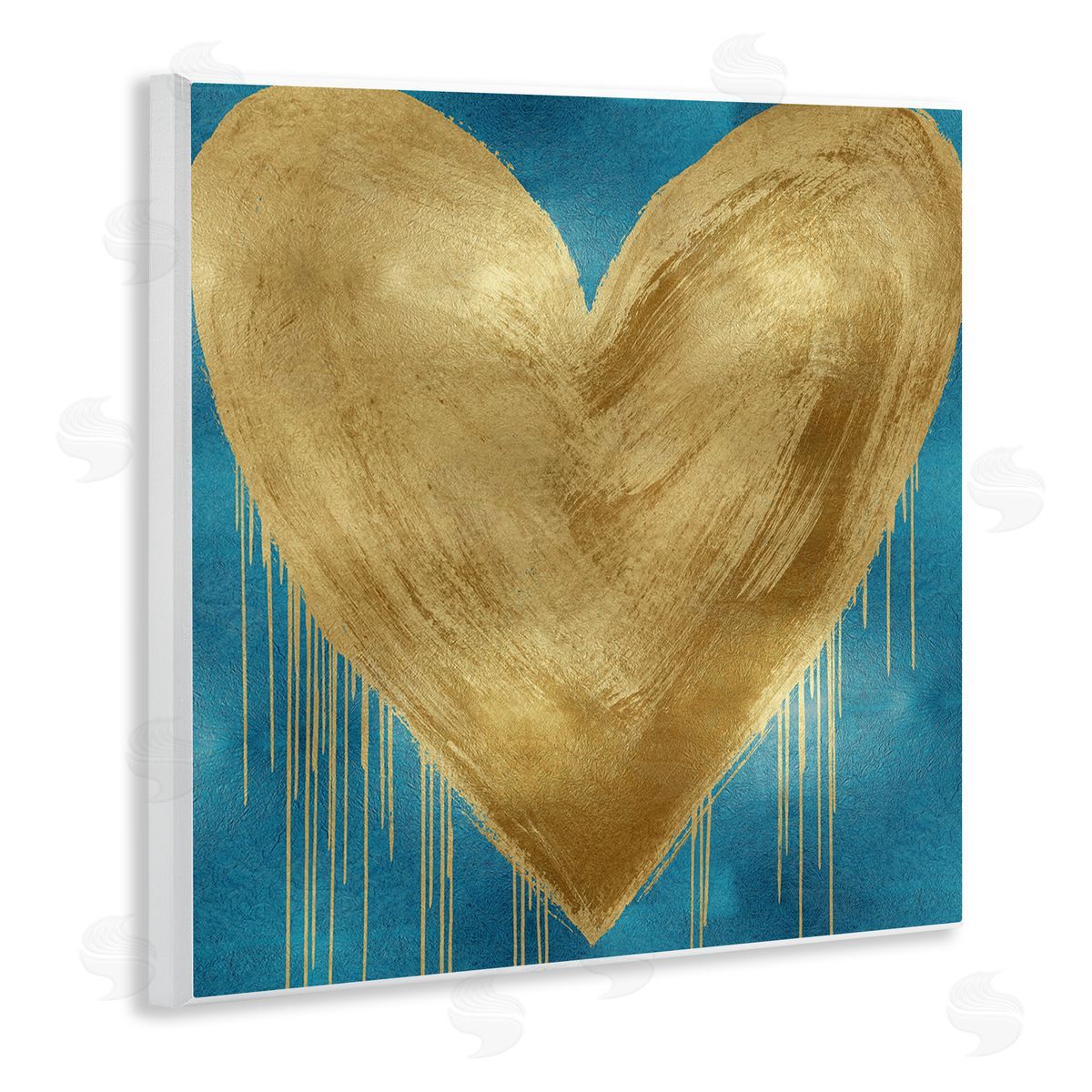 Bronze Heart over Blue Wood Plaque Wall Art, Home Decor by Lindsay Rodgers