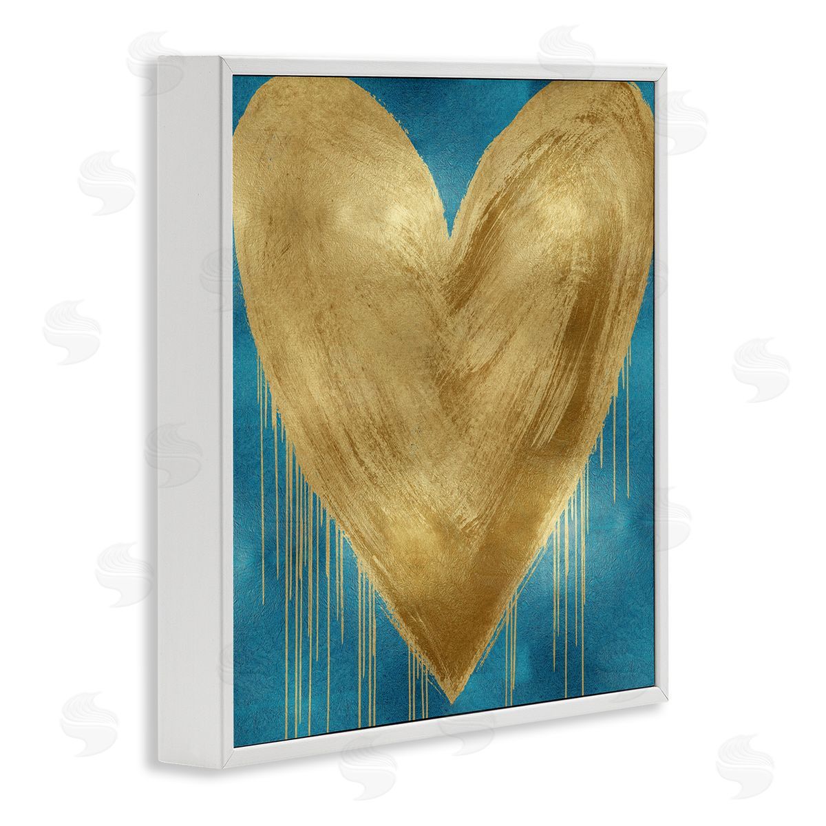 Bronze Heart over Blue White Frame Print Wall Art, Home Decor by Lindsay Rodgers