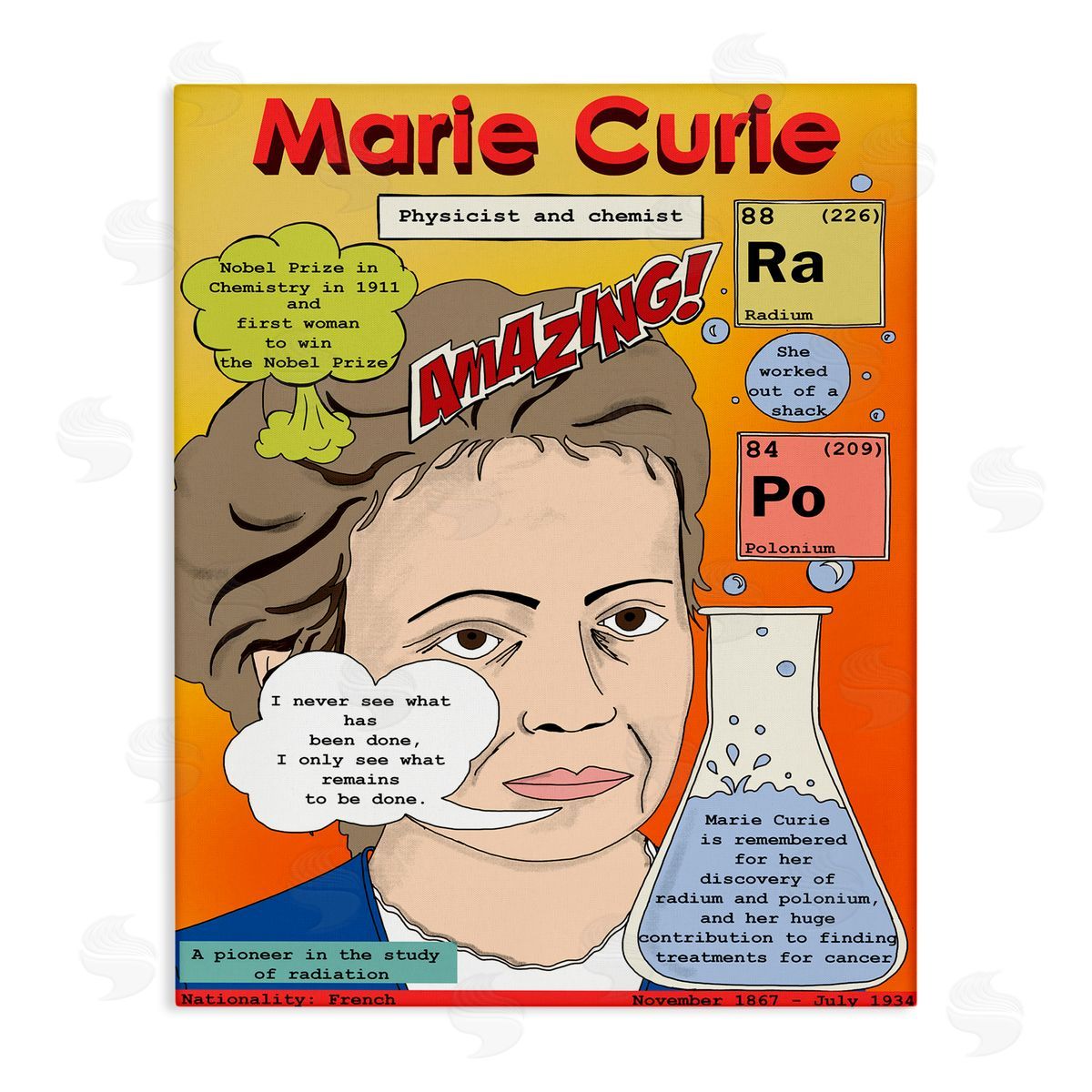 Marie Curie Magazine Cover Canvas Wall Art, Home Decor by Sangita Bachelet