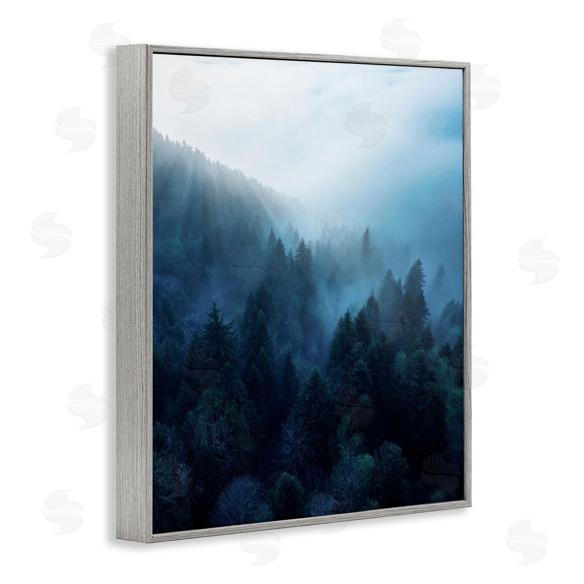 Daylight over Pine Forest Grey Frame Print Wall Art, Home Decor by Unsplash