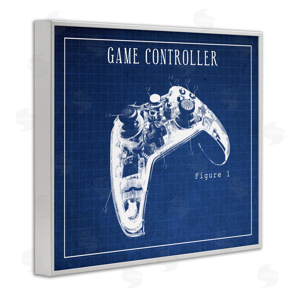 Video Game Controller Blueprint White Frame Print Wall Art, Home Decor by Stupell Studio