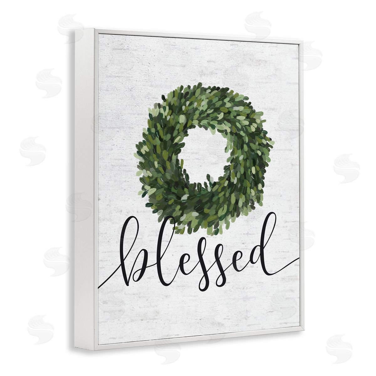 Blessed Green Wreath Accent White Frame Print Wall Art, Home Decor by Lettered and Lined