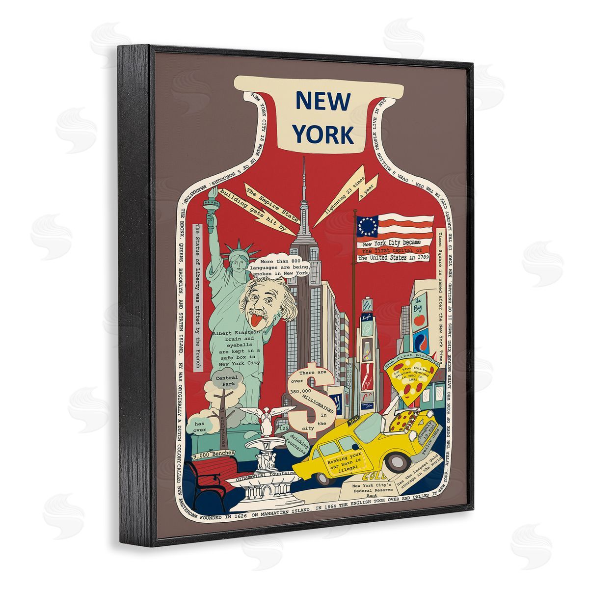 New York City in Vintage Jar Black Frame Print Wall Art, Home Decor by Sangita Bachelet